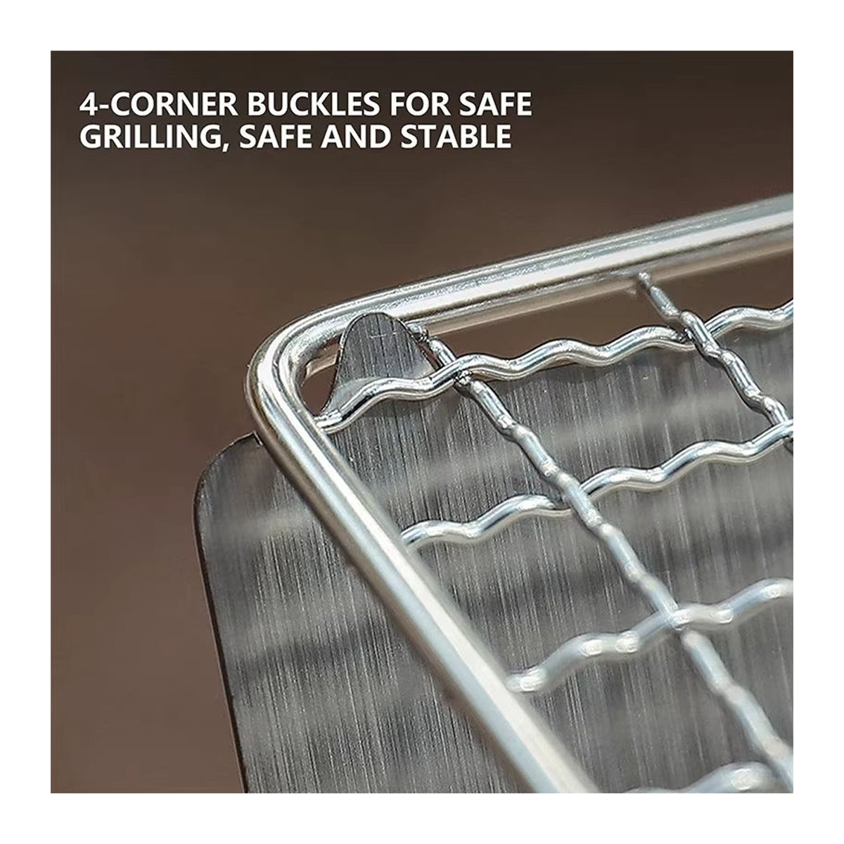 FLYMUYU Tragbarer Faltbarer Camping BBQ Grill aus Edelstahl mit Brennholz-Heizfunktion und Grillrost - Bild 3
