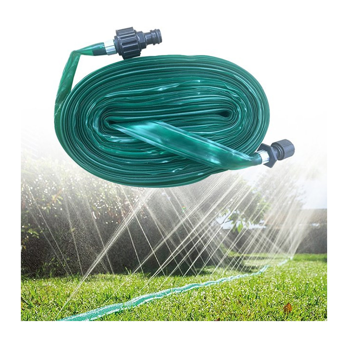 FOGWOWO Sprinkler Soaker Schlauch Set in Grün zur Garten- und Rasenbewässerung - Bild 1