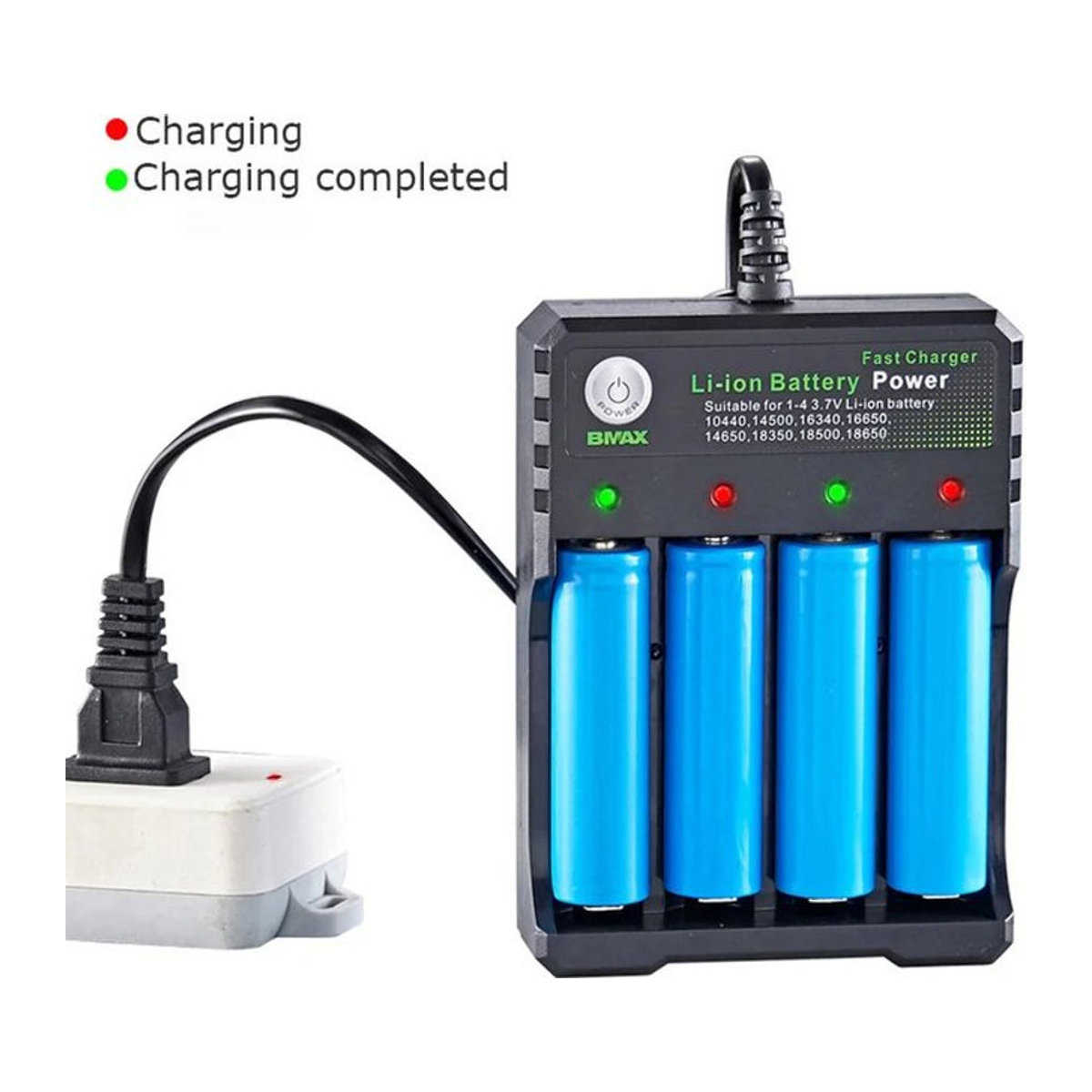 Fomscvka 18650 Batterieladegerät Schwarz mit 1 2 oder 4 Steckplätzen für 3,7 V Lithium-Akkus - Bild 1
