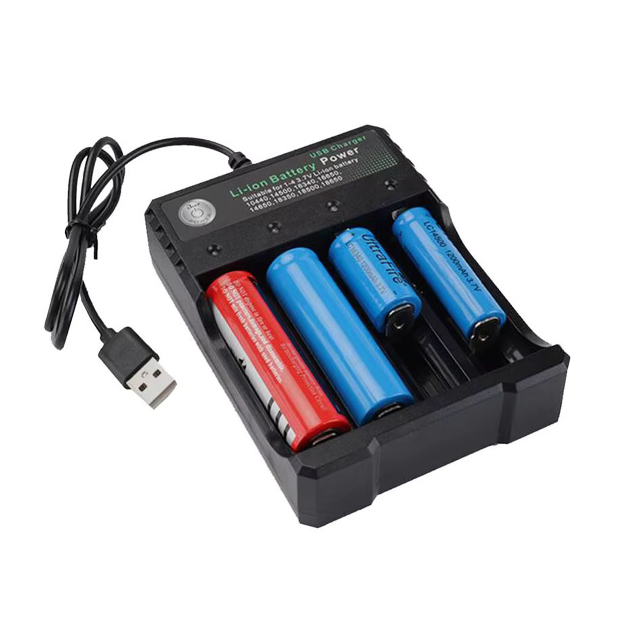 Fomscvka 18650 Batterieladegerät Schwarz mit 1 2 oder 4 Steckplätzen für 3,7 V Lithium-Akkus - Bild 2