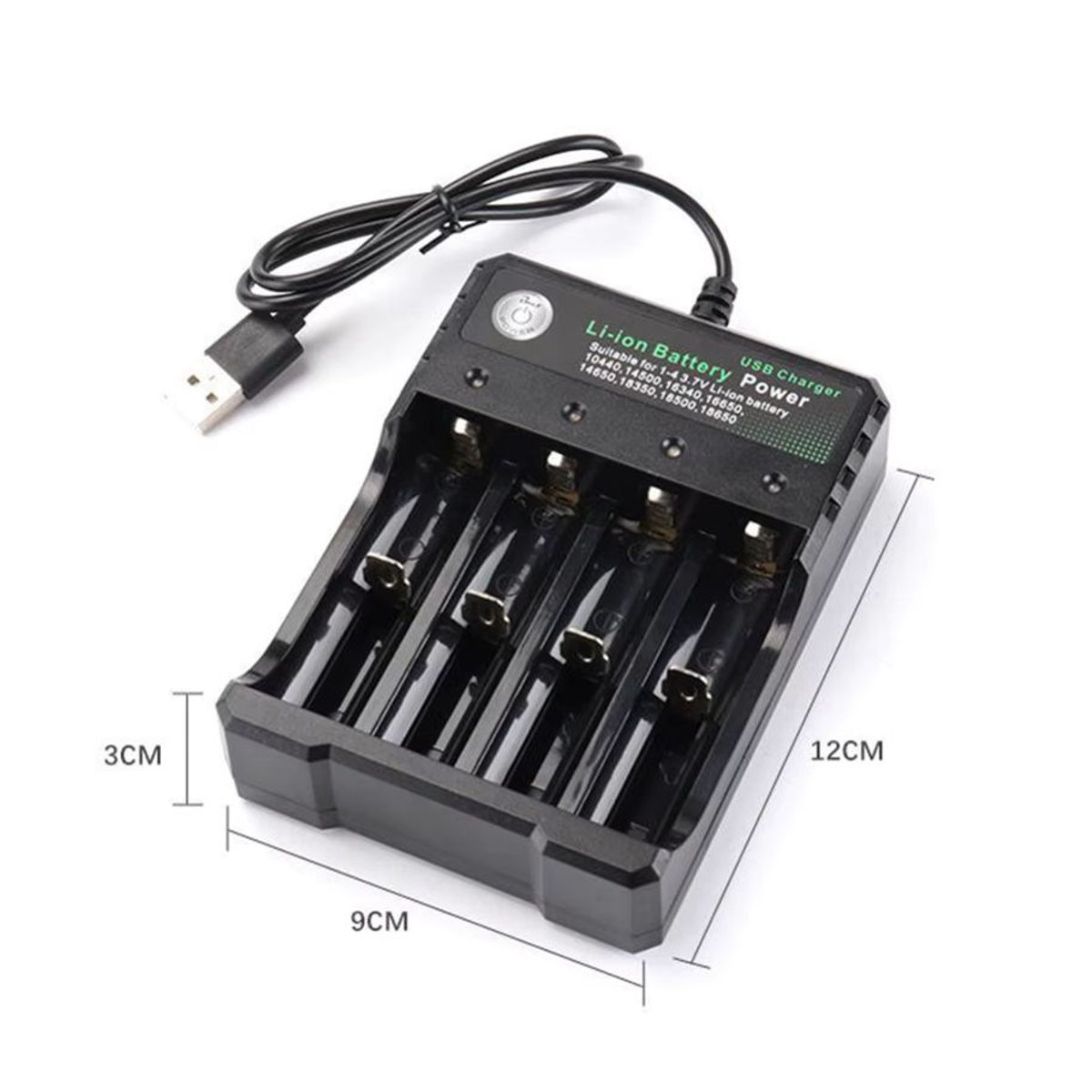 Fomscvka 18650 Batterieladegerät Schwarz mit 1 2 oder 4 Steckplätzen für 3,7 V Lithium-Akkus - Bild 3