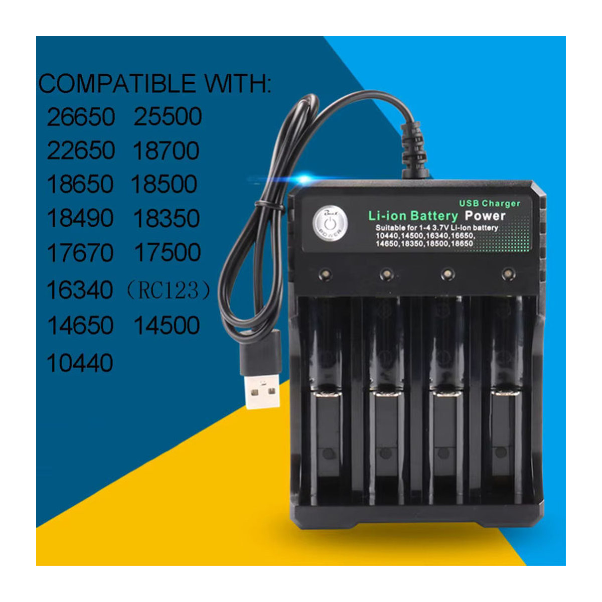 Fomscvka 18650 Batterieladegerät Schwarz mit 1 2 oder 4 Steckplätzen für 3,7 V Lithium-Akkus - Bild 6