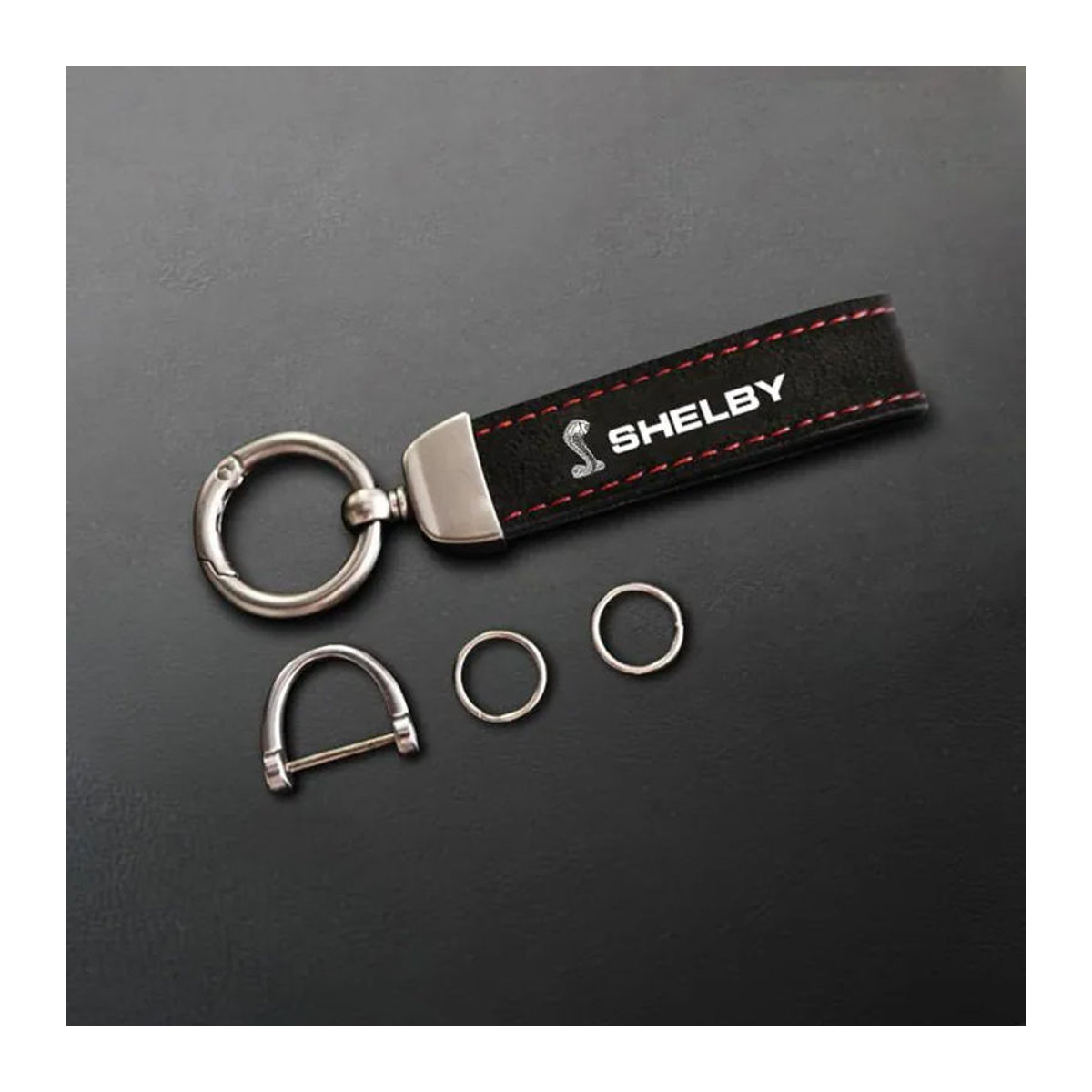 Ford Auto-Schlüsselanhänger aus Leder in Schwarz für Cobra Shelby Mustang GT350 GT500 und Focus MK2 MK3 MK4 MK5 - Bild 1
