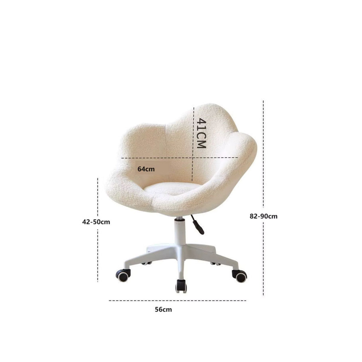 Formwell Home Office Schreibtischstuhl aus Lammwolle in Rosa oder Weiß, moderner gepolsterter Computer-Arbeitsstuhl mit mittlerer Rückenlehne, drehbar und höhenverstellbar - Bild 2