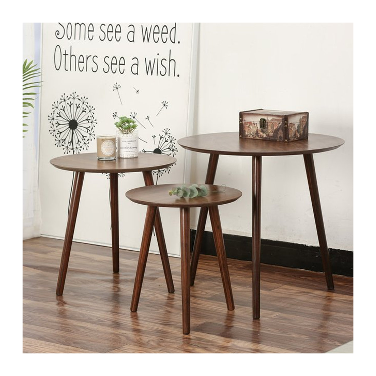 Formwell Nesting Beistelltisch aus Holz in Nussbaum, rund, Modern Mid-Century Design, B/T/H: 40 x 40 x 40 cm - Bild 1
