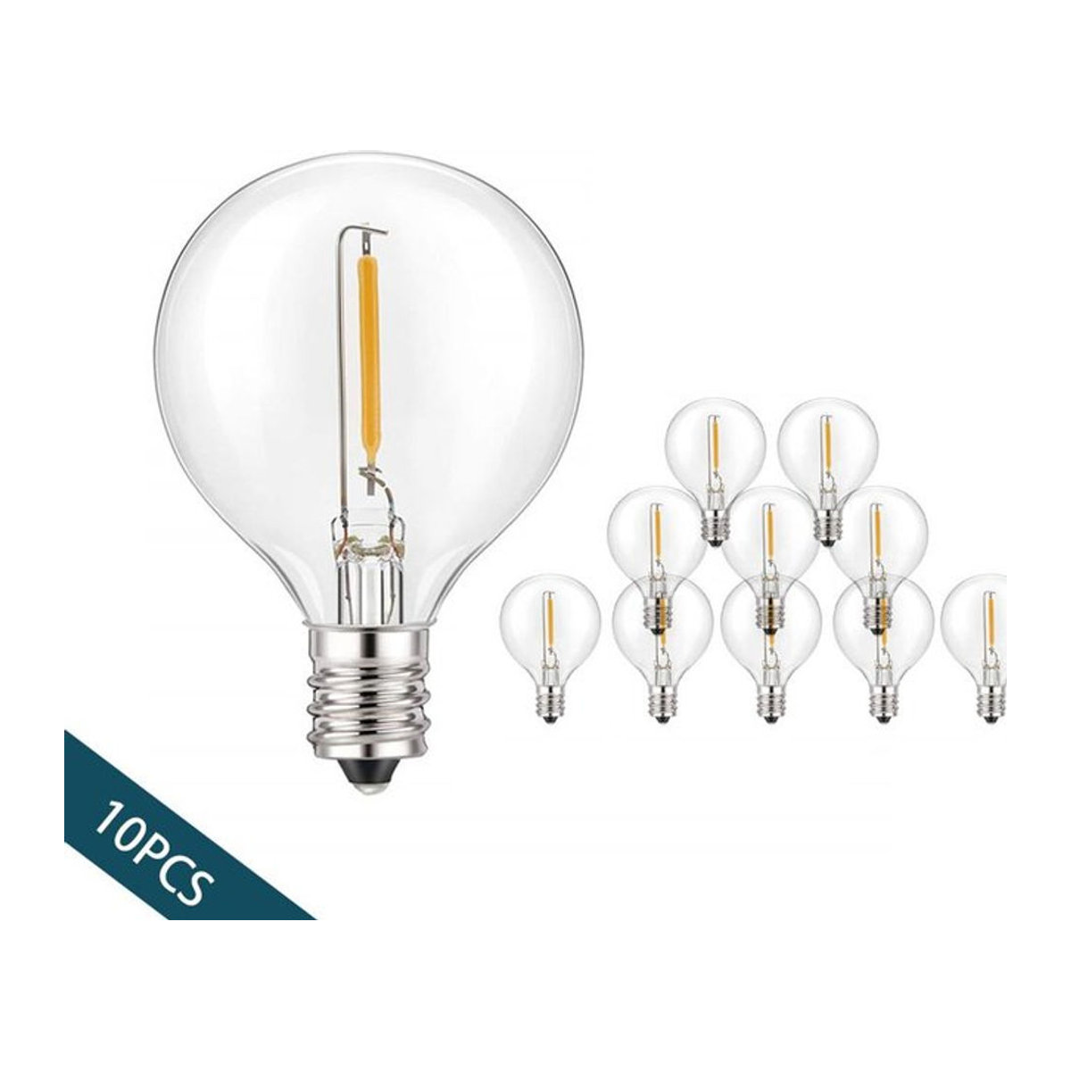 Foroureyes Lighting LED Ersatz-Glühbirnen G40, 10 Stück, E12, 1 W, Warmweiß, Kunststoff-Kugelbirnen für Lichterketten im Innen- und Außenbereich - Bild 1