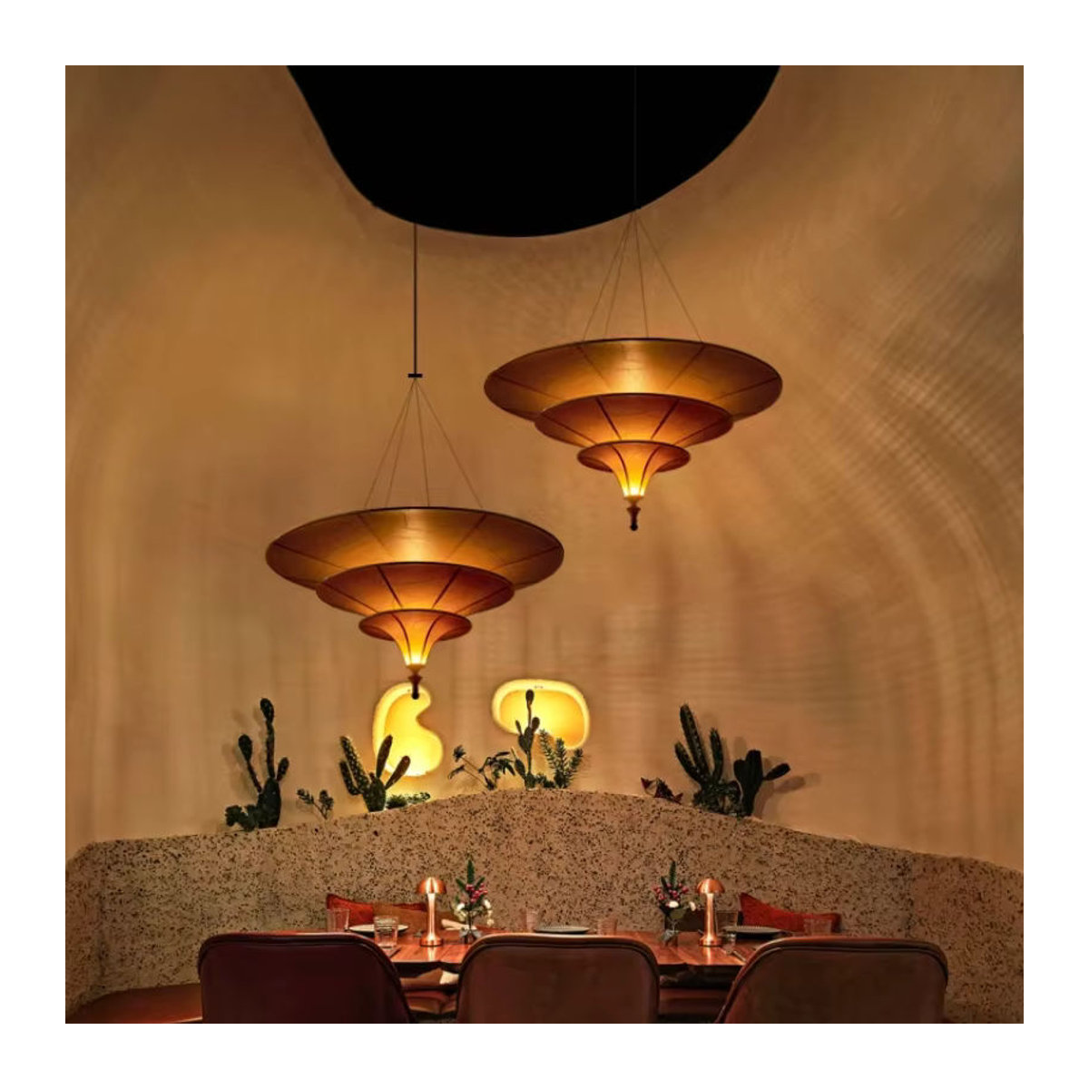 Fortuny Pendelleuchte im Vintage Wabi-Sabi Design in Braun für dein Zuhause oder die Bar - Bild 3