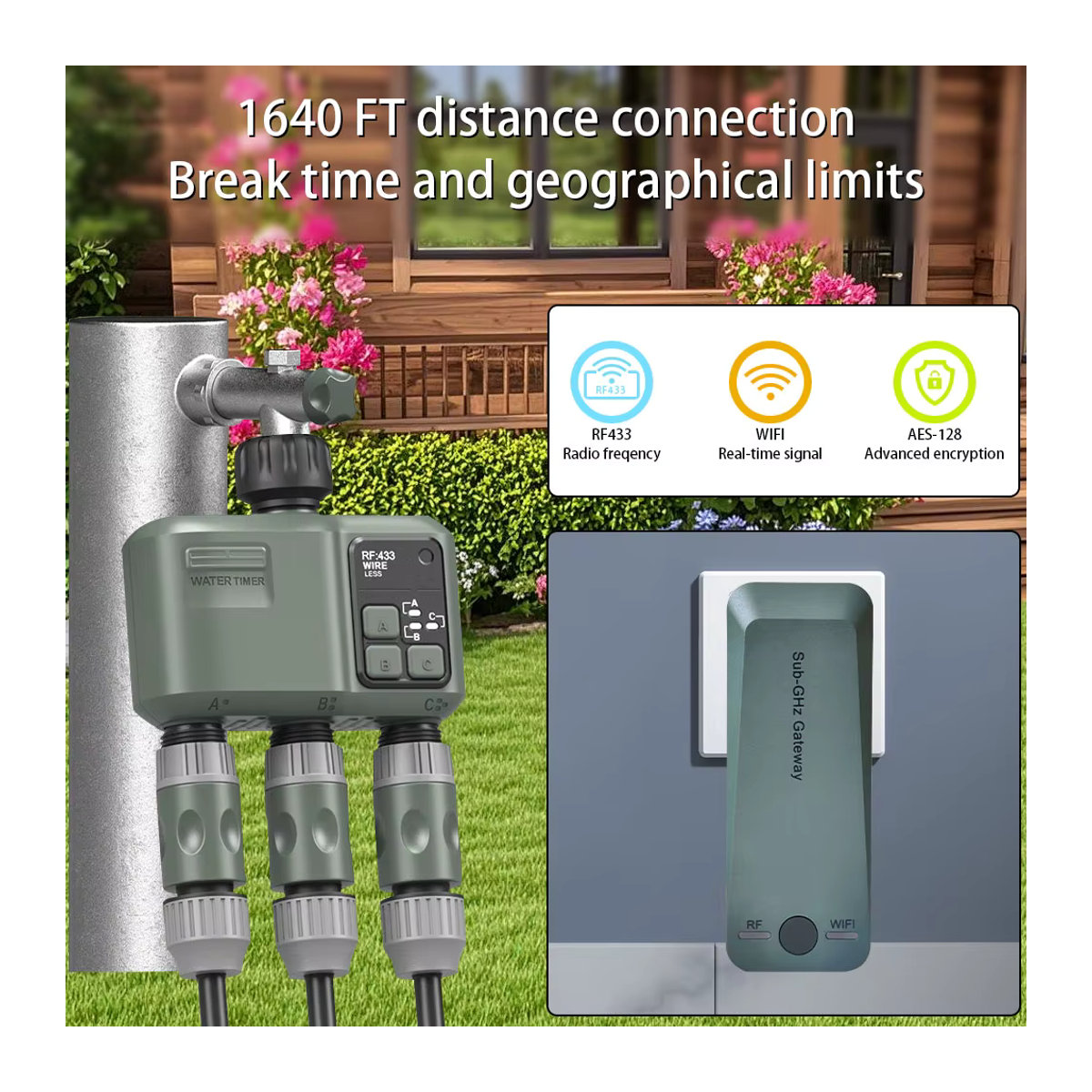 Fortuya RF433 WIFI Automatischer Bewässerungstimer mit LCD-Display und App-Steuerung für den Garten und Außenbereich - Bild 2
