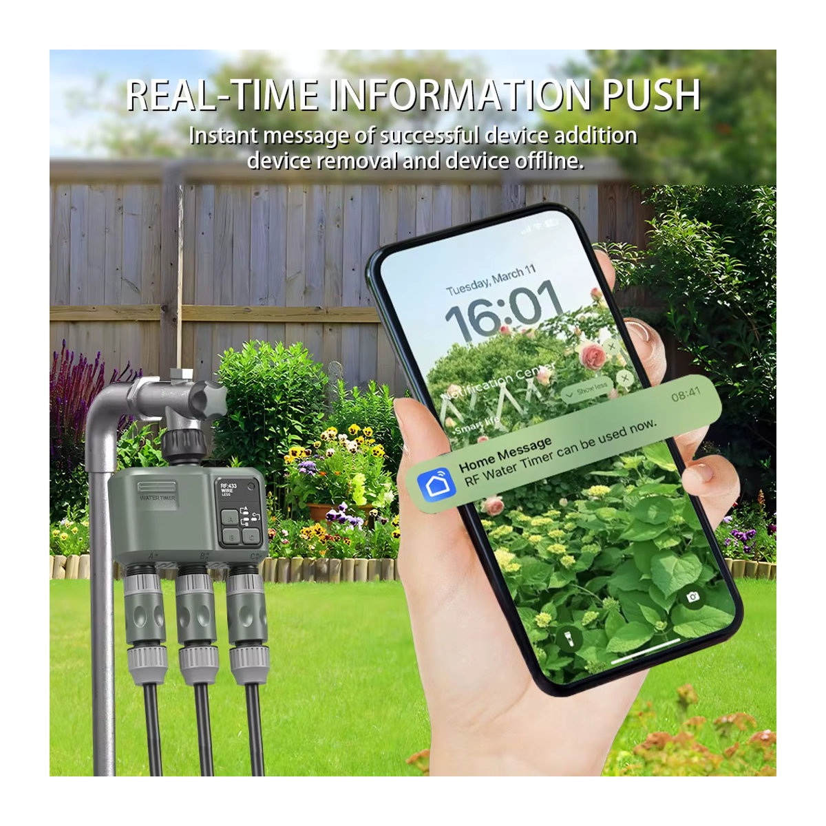 Fortuya RF433 WIFI Automatischer Bewässerungstimer mit LCD-Display und App-Steuerung für den Garten und Außenbereich - Bild 5