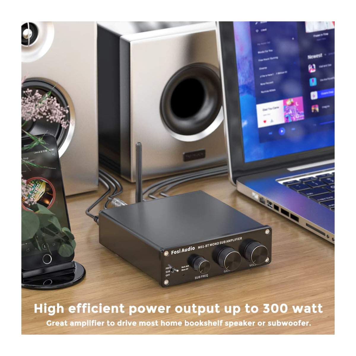 Fosi Audio M01-BT Bluetooth Verstärker 300W Mono Amp in Schwarz - Bild 4