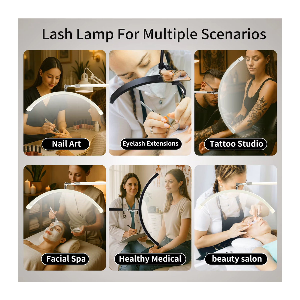 Fosoto LED-Videoleuchte als halbmondförmiges Desktop-Ringlicht, dimmbar und drehbar, 3200 K-5600 K, für Make-up und Beauty-Anwendungen - Bild 1