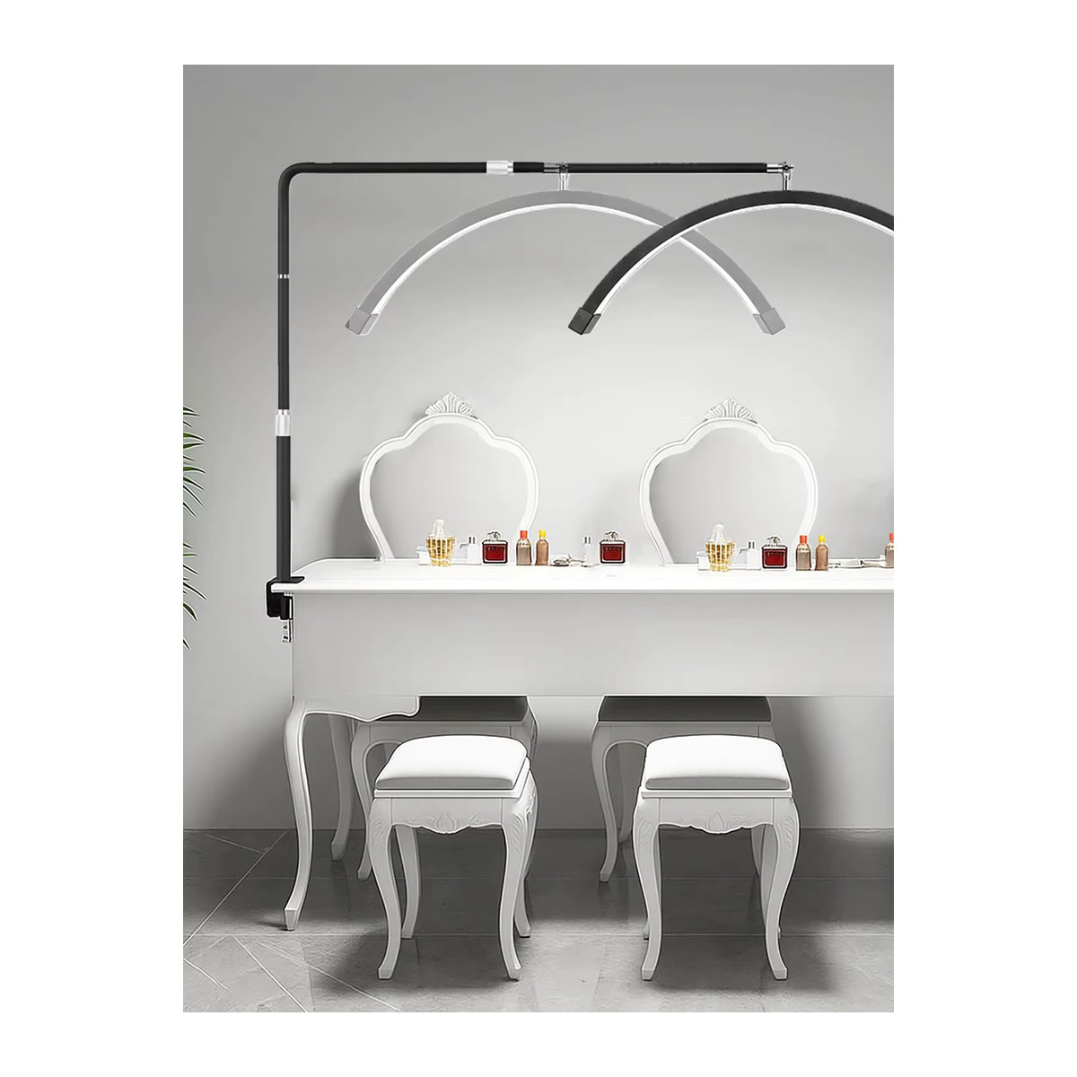 Fosoto LED-Videoleuchte als halbmondförmiges Desktop-Ringlicht, dimmbar und drehbar, 3200 K-5600 K, für Make-up und Beauty-Anwendungen - Bild 5