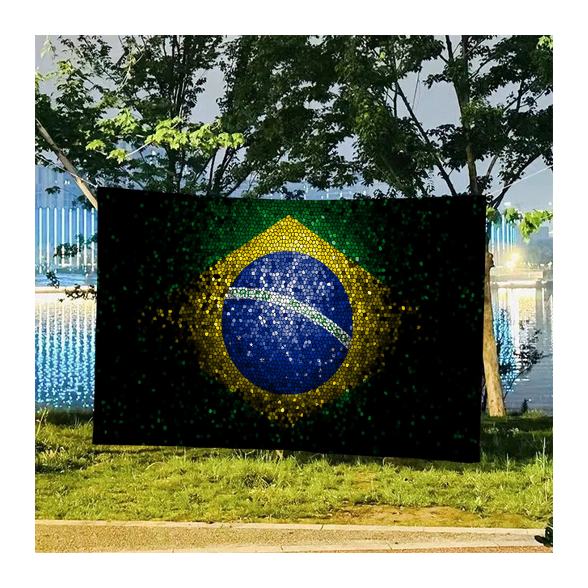 Fotohintergrund Brasilien Flagge für Sommer-Fotografie und Photobooth, rechteckig - Bild 1