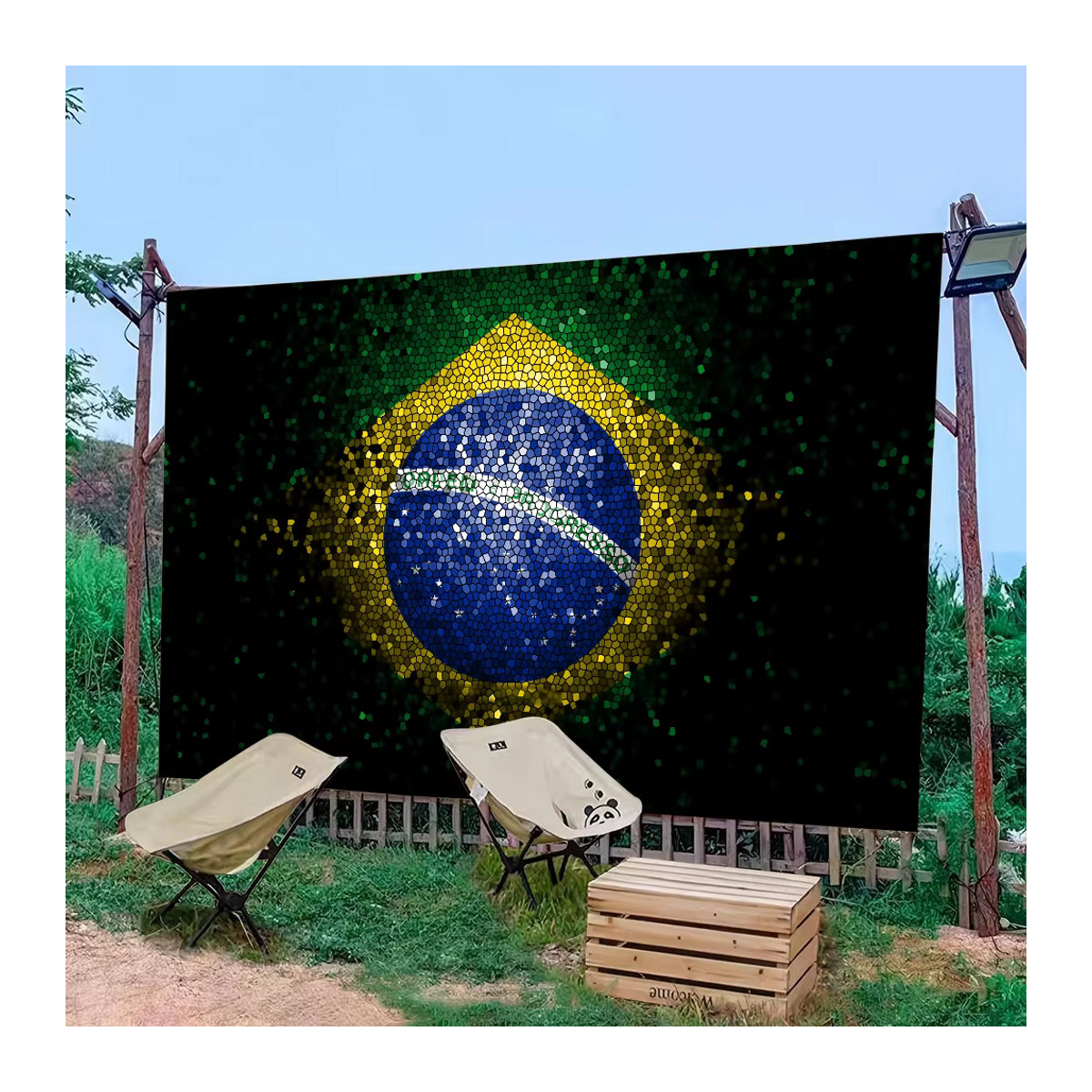 Fotohintergrund Brasilien Flagge für Sommer-Fotografie und Photobooth, rechteckig - Bild 3