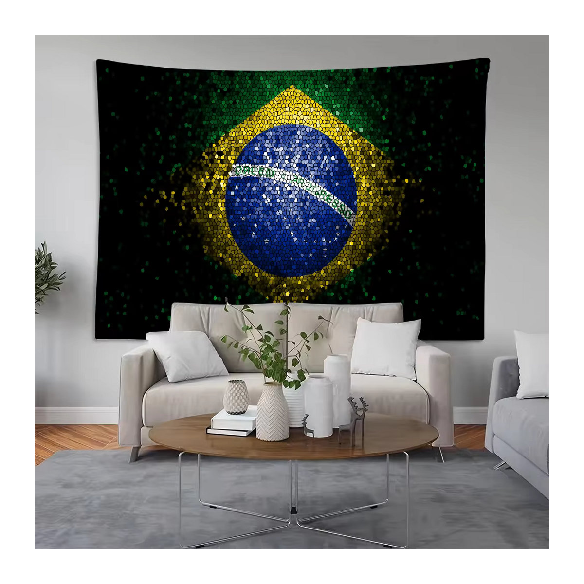 Fotohintergrund Brasilien Flagge für Sommer-Fotografie und Photobooth, rechteckig - Bild 4