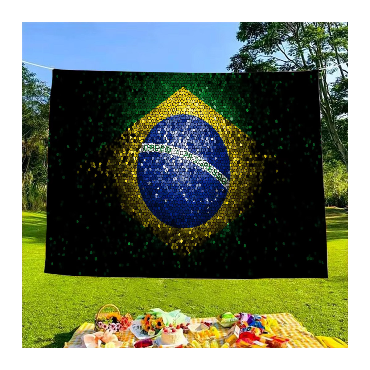 Fotohintergrund Brasilien Flagge für Sommer-Fotografie und Photobooth, rechteckig - Bild 5