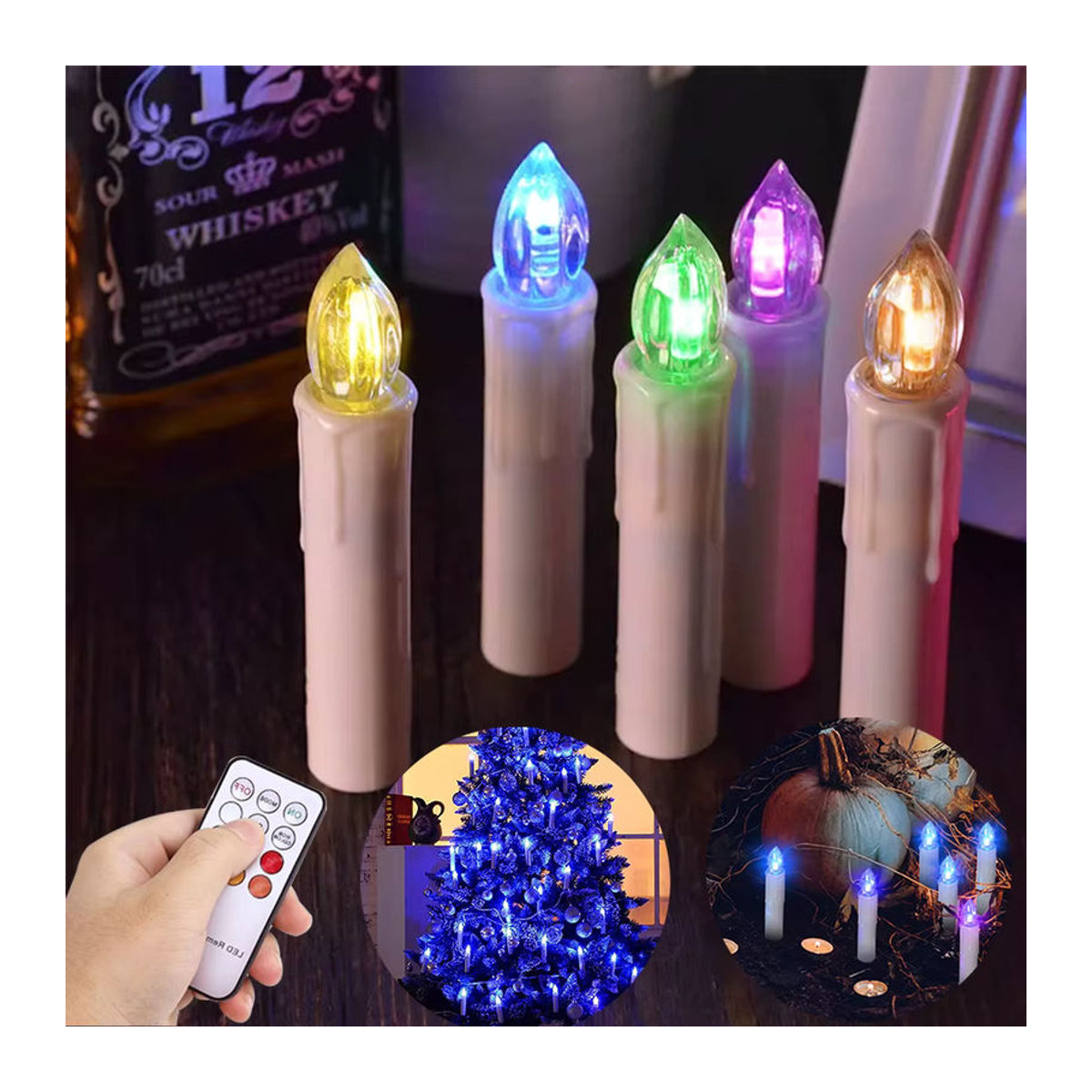 FPOO Candle's LED-Stabkerzen in Weiß mit Fernbedienung, Timer und Flackereffekt, elektrisch mit USB-Anschluss - Bild 2