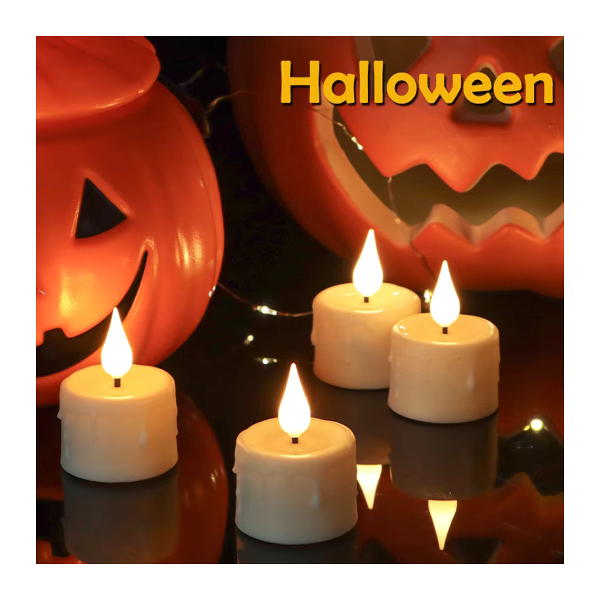 FPOO LED-Beleuchtungskerzen Set, 6 Stück wiederaufladbare elektrische Stumpenkerzen in Weiß mit Fernbedienung und Timer für Weihnachtsdekoration und Halloween - Bild 2