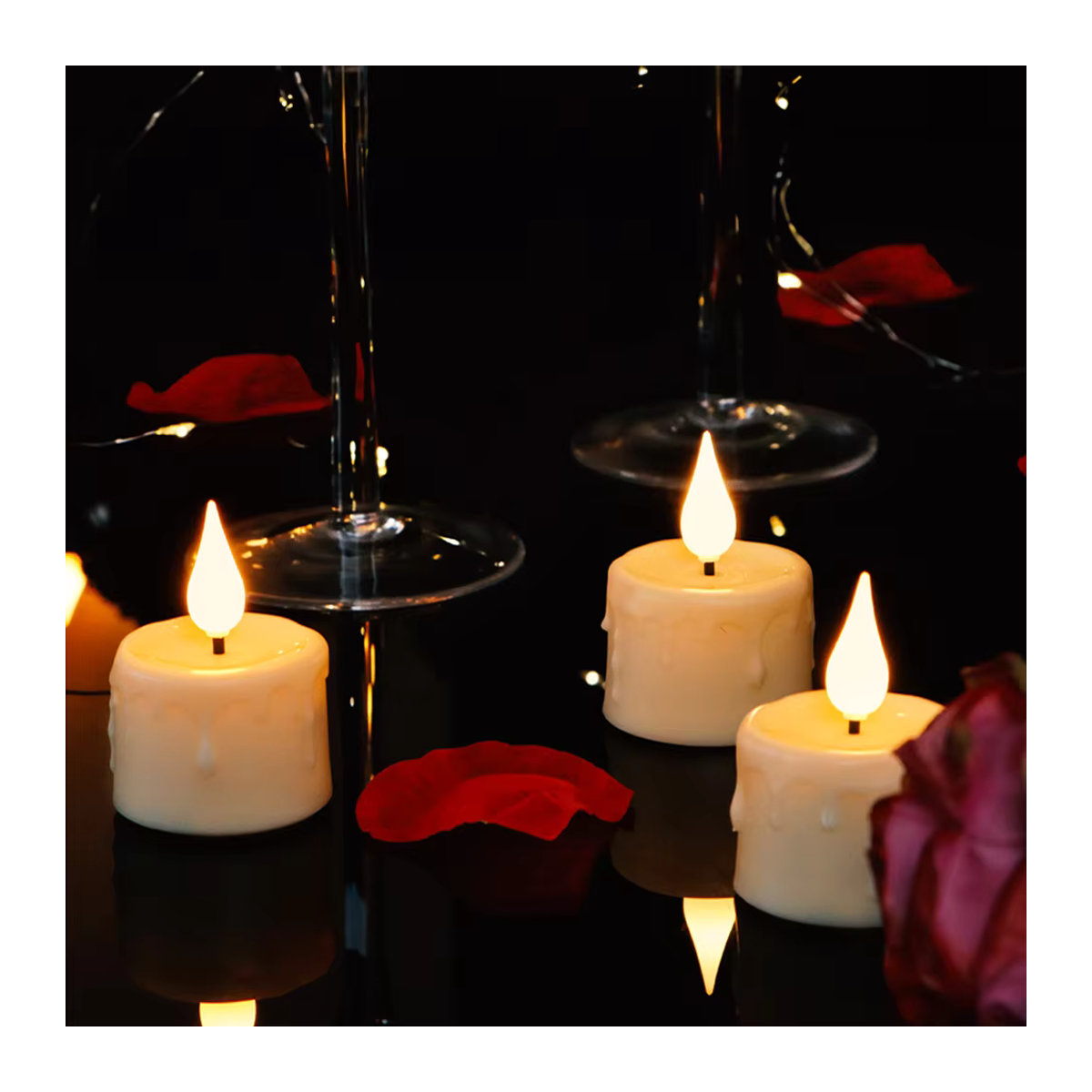 FPOO LED-Beleuchtungskerzen Set, 6 Stück wiederaufladbare elektrische Stumpenkerzen in Weiß mit Fernbedienung und Timer für Weihnachtsdekoration und Halloween - Bild 3