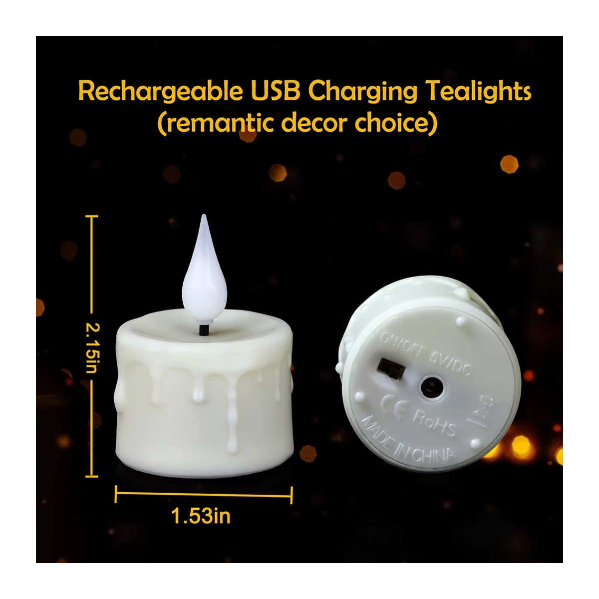 FPOO LED-Beleuchtungskerzen Set, 6 Stück wiederaufladbare elektrische Stumpenkerzen in Weiß mit Fernbedienung und Timer für Weihnachtsdekoration und Halloween - Bild 6
