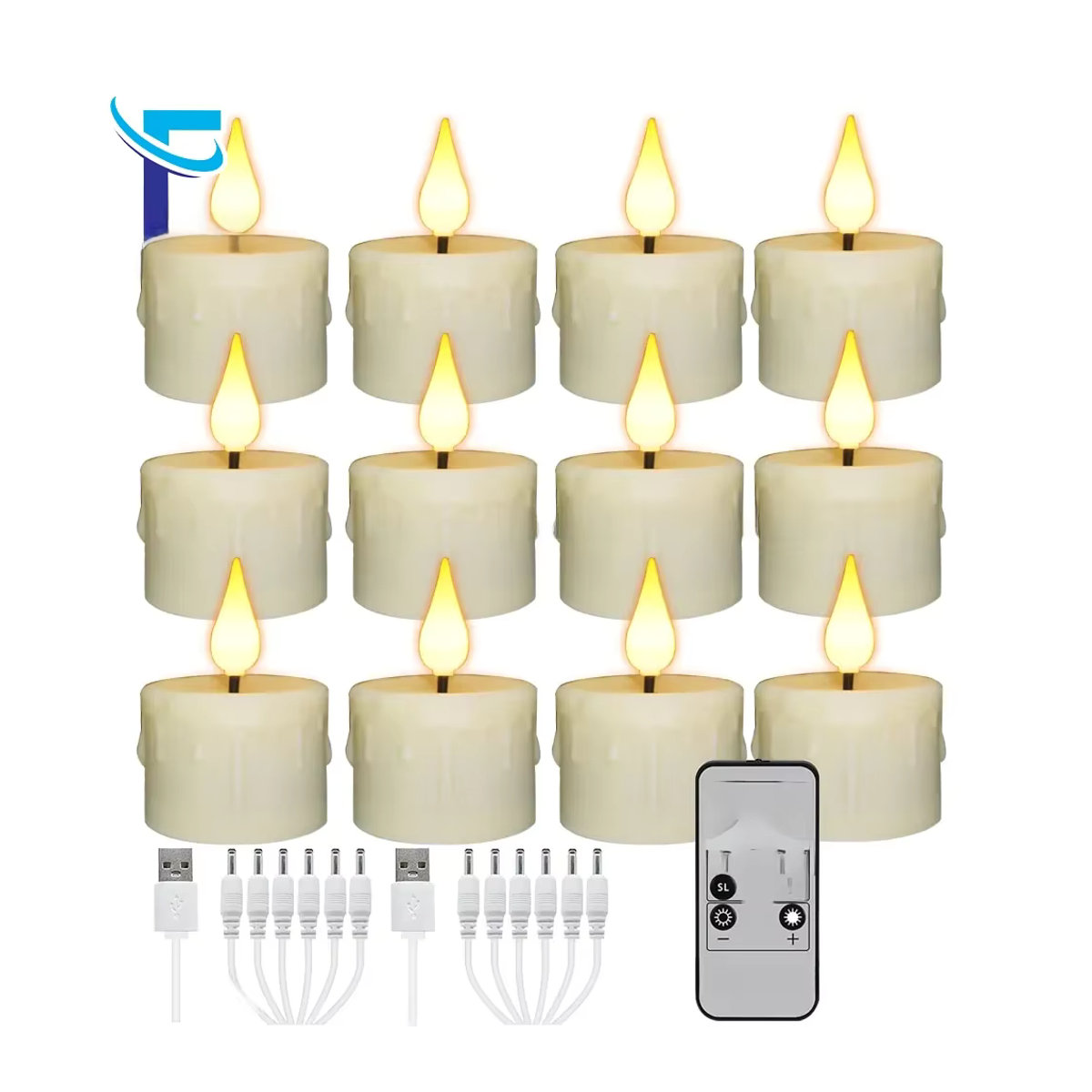 FPOO LED-Beleuchtungskerzen Set, 6 Stück wiederaufladbare elektrische Stumpenkerzen in Weiß mit Fernbedienung und Timer für Weihnachtsdekoration und Halloween - Bild 7