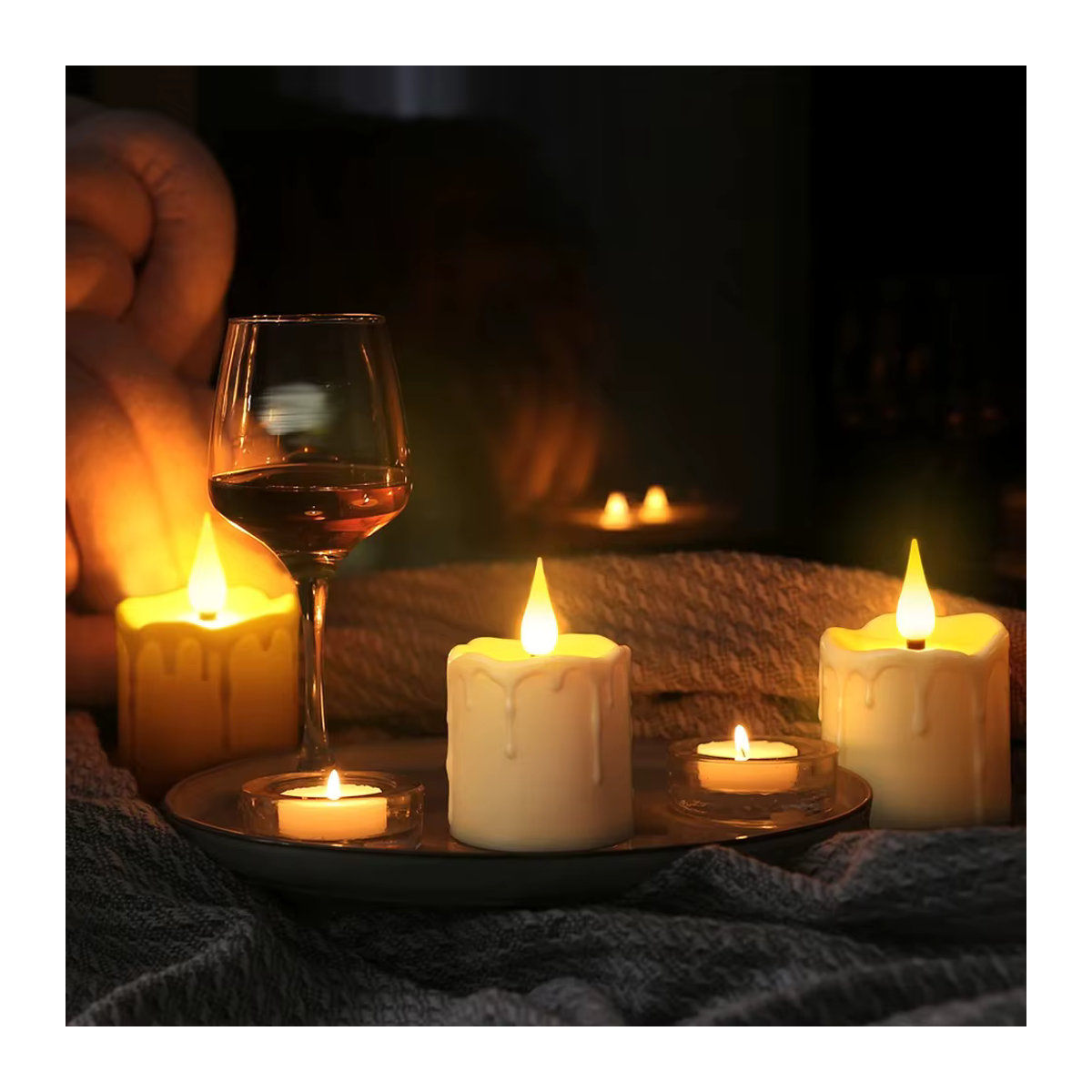 FPOO LED-Kerze in Rot mit flackernder Flamme, USB wiederaufladbar und wasserdicht, inklusive Fernbedienung und 8 Stunden Timer - Bild 5