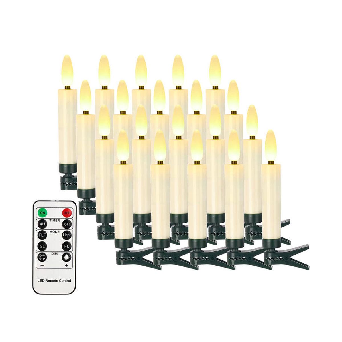 FPOO LED-Weihnachtskerzen in Weiß mit Flackereffekt und Fernbedienung, batteriebetriebene Stabkerzen aus Kunststoff für deine Dekoration - Bild 3