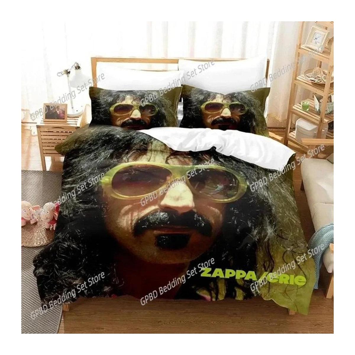 Frank Zappa Bettwäsche Set mit 3D-Druck und Kissenbezügen, Multicolor, Single, B/H: 135 x 200 cm - Bild 1