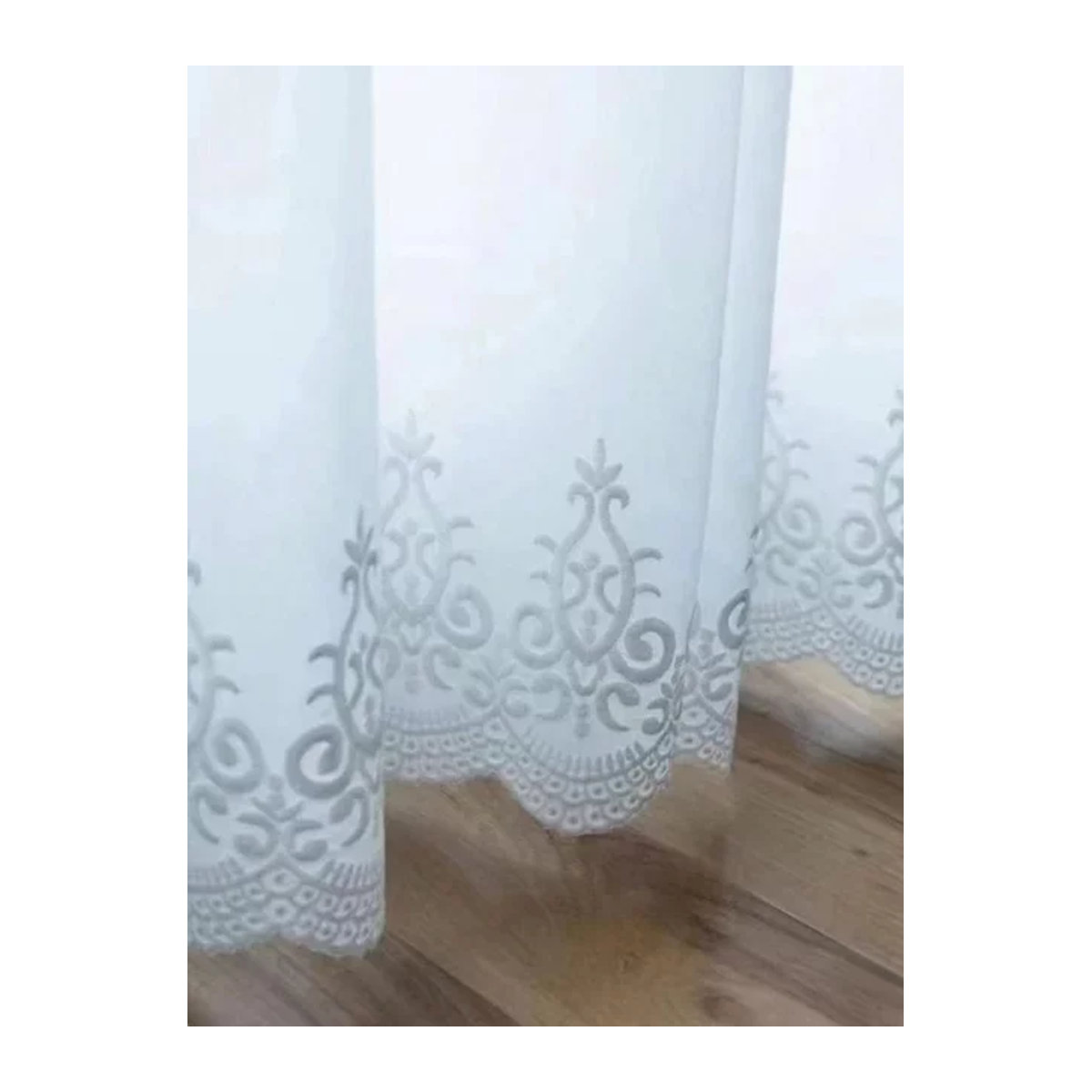 Französischer Spitze-Gaze Vorhang in Weiß für Wohnzimmer, Esszimmer und Schlafzimmer - Bild 1