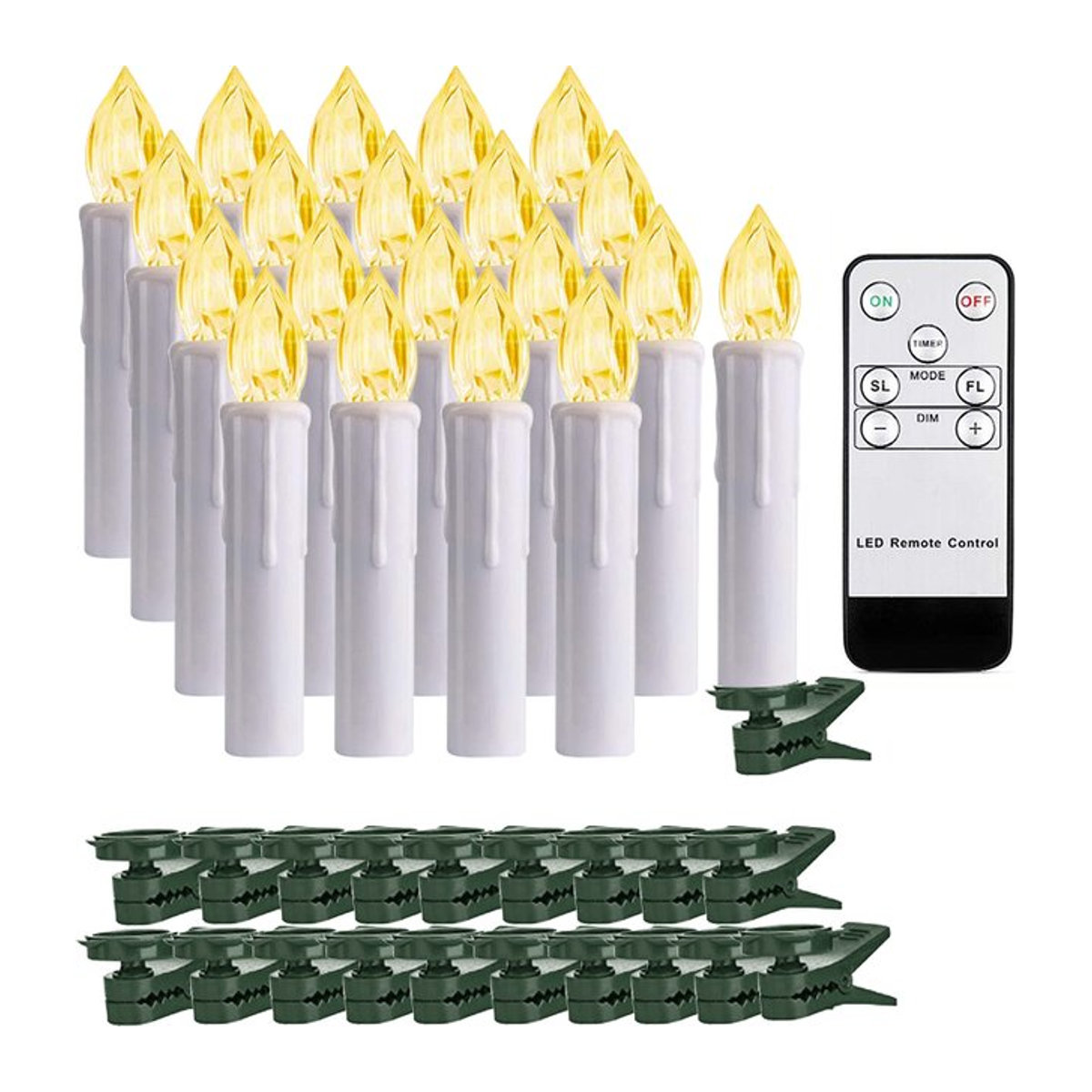 FREEPOWER LED-Stabkerzen mit Fernbedienung und Timer, weiß, Flammenlose Kerzen mit Flackereffekt für Hochzeit und Weihnachten, H x B x T: 12,2 x 1,8 x 1,8 cm - Bild 1
