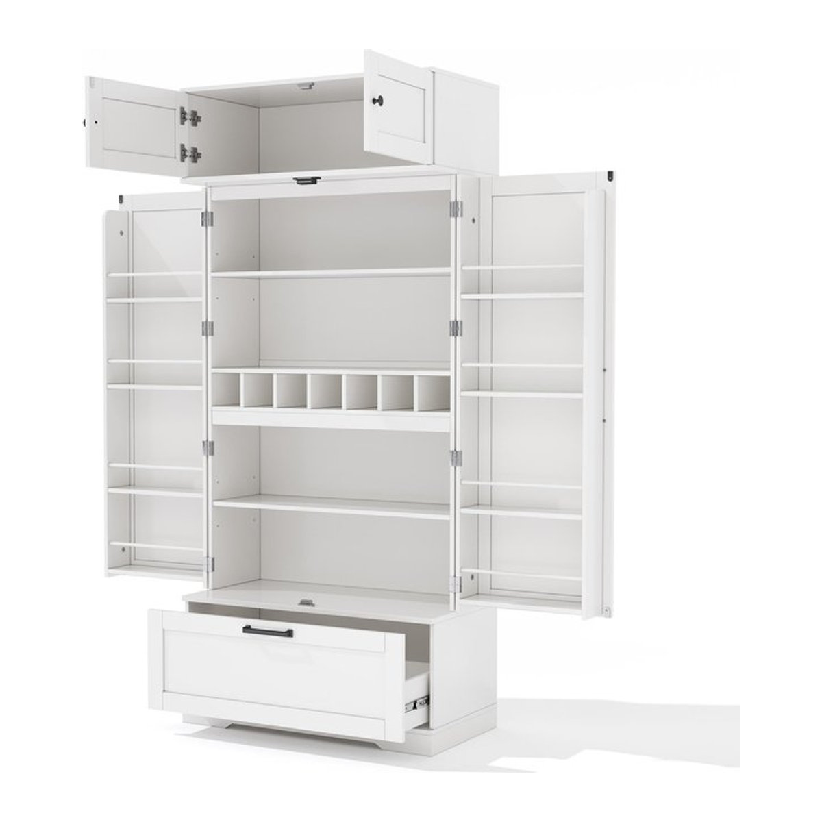 Freistehender Küchenaufbewahrungsschrank von TG Electrical DE in Weiß mit Drehtüren, verstellbaren Einlegeböden und Schublade im Industrial-Design, B/T/H: 80 x 40 x 180 cm - Bild 1