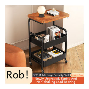 Freistehendes Lagerregal im Industrial-Design als beweglicher Trolley mit Rädern aus Holzwerkstoff und Metall, Weiß oder Braun