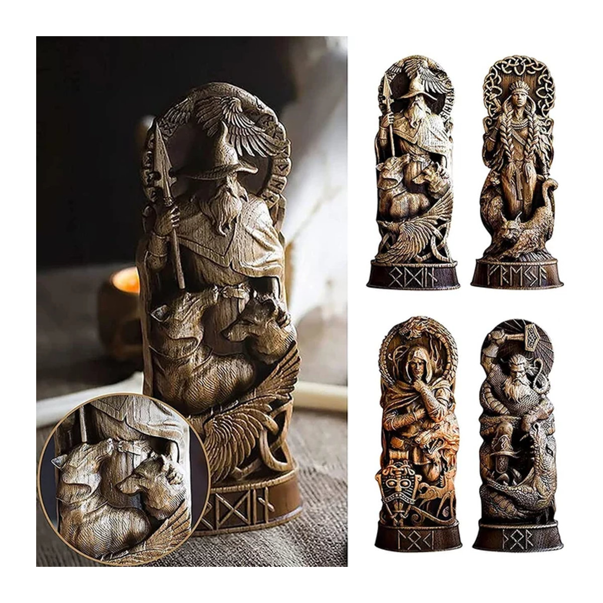 Freyja Statue Wikinger Göttin Skulptur aus Harz in Braun für nordische Götter Altar und Asatru Dekoration - Bild 1