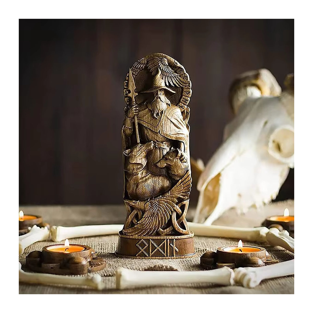 Freyja Statue Wikinger Göttin Skulptur aus Harz in Braun für nordische Götter Altar und Asatru Dekoration - Bild 2