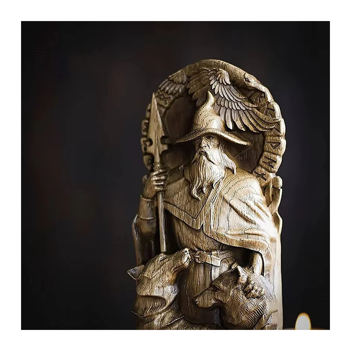 Freyja Statue Wikinger Göttin Skulptur aus Harz in Braun für nordische Götter Altar und Asatru Dekoration - Bild 3