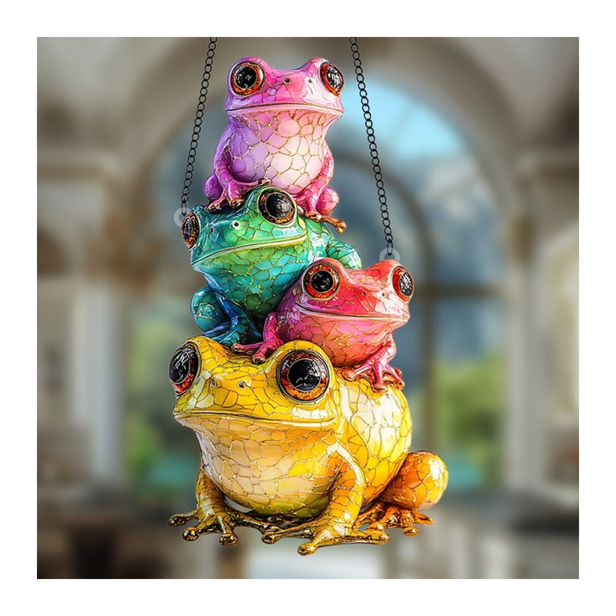 Frosch Familie Lichtfänger Hängende Dekoration Multicolor Windspiel für Fenster und Garten - Bild 1