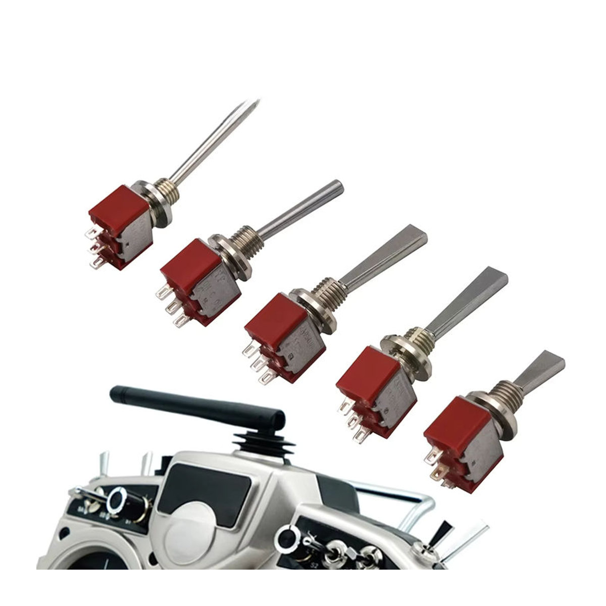 FRSKY Ersatzschalter und Schraubenmuttern Set in Rot für Taranis X9D, X9D Plus, X7, X9DP2019, X9 Lite sowie RadioMaster und Jumper Fernsteuerung - Bild 3