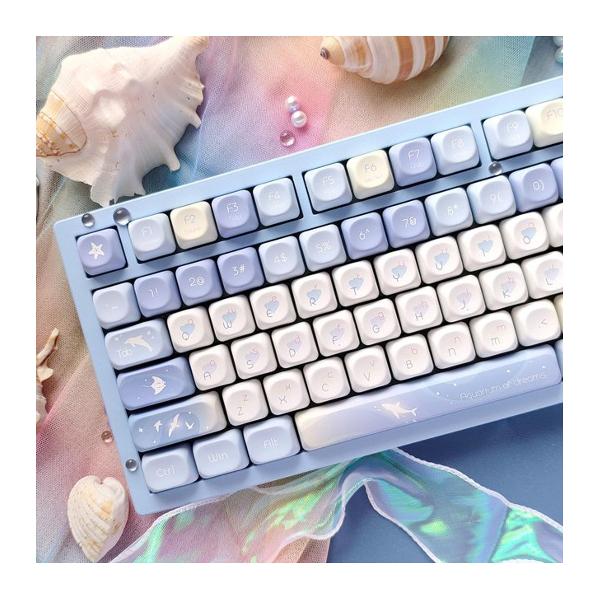 FSWHBY Blue Dream PBT-Tastenkappen im MOA-Profil mit 130 Tasten für mechanische Gaming-Tastaturen, mehrfarbig - Bild 1