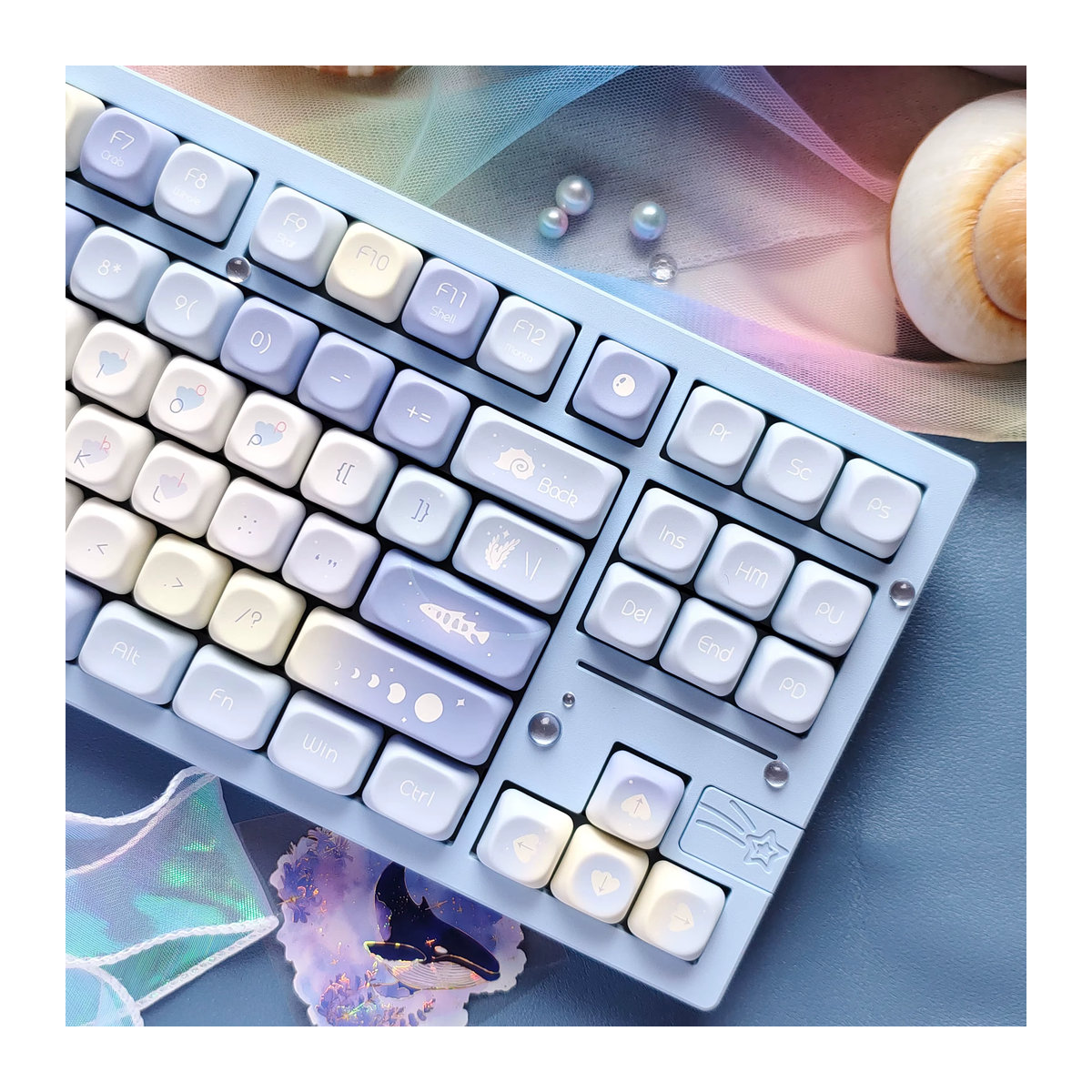 FSWHBY Blue Dream PBT-Tastenkappen im MOA-Profil mit 130 Tasten für mechanische Gaming-Tastaturen, mehrfarbig - Bild 6
