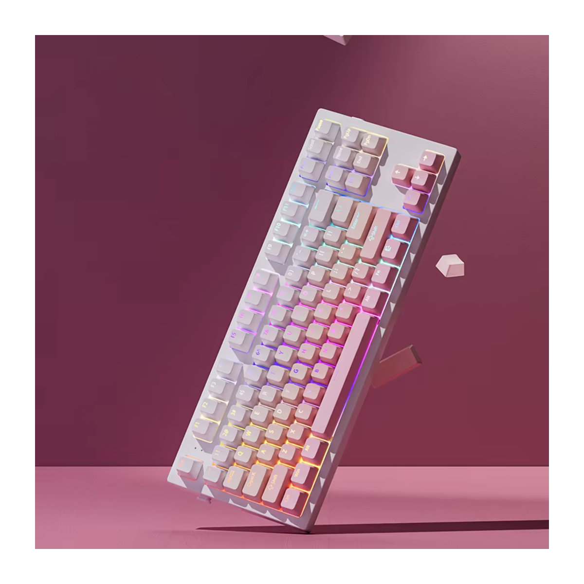 FSWHBY Sakura Pink Shine Through Tastenkappen Set mit 130 Tasten, Cherry Profile, Double Shot PBT, Farbverlauf in Rosa für mechanische MX-Tastaturen - Bild 3