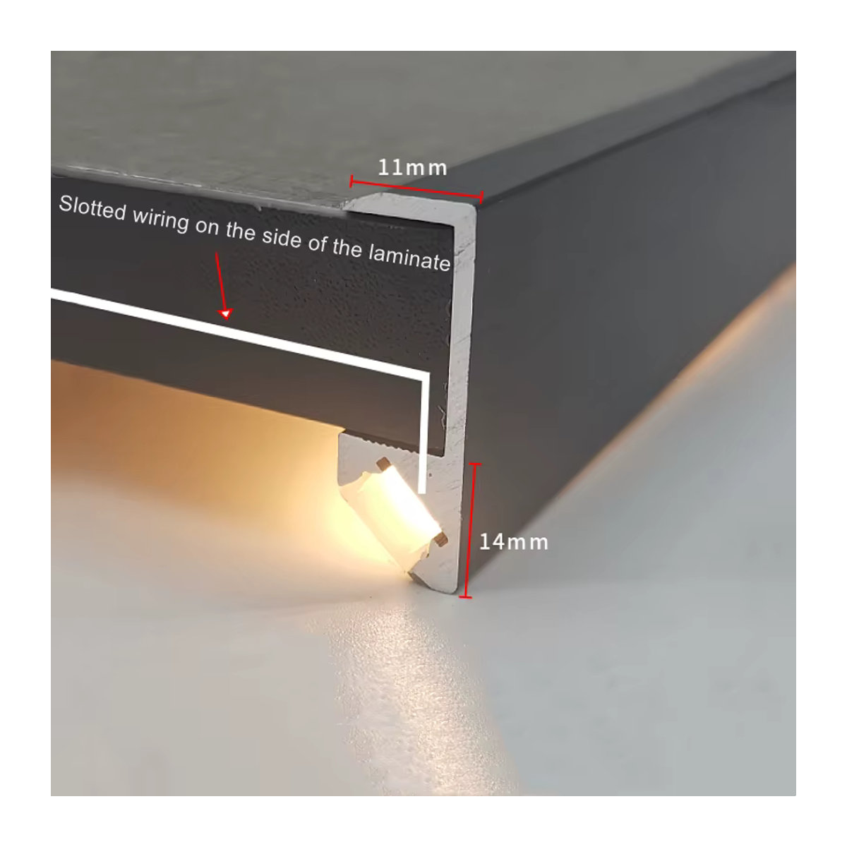 FÜHRTE LED Aluminium Profil für Möbelbeleuchtung mit 45 Grad Schräge in Schwarz - Bild 2