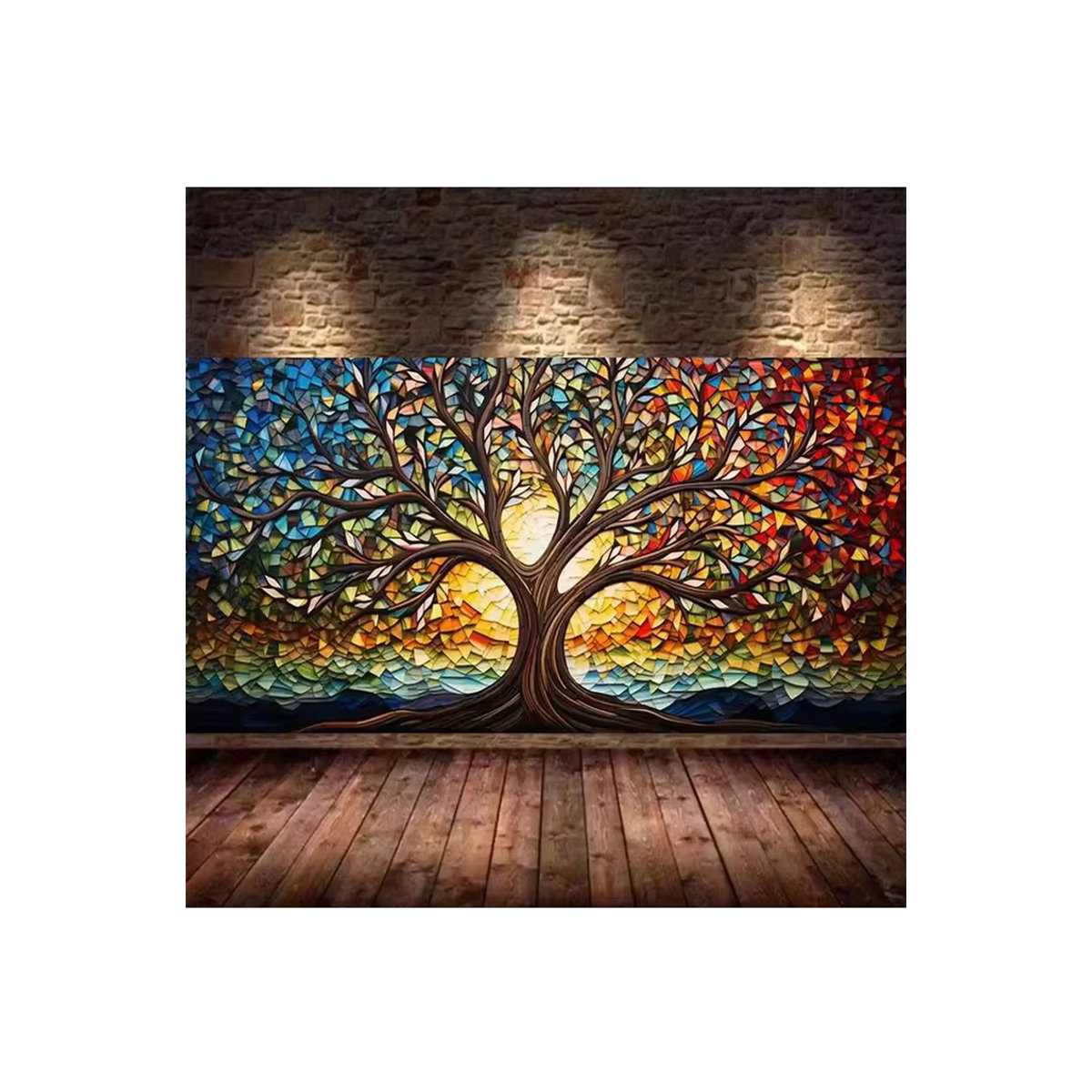 Fullcang DIY Diamond Painting Baum des Lebens Mosaik Stickerei Set, mehrfarbig, B/H: 220 x 110 cm - Bild 2