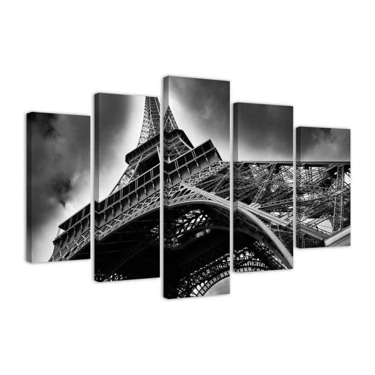 Fünfteiliger Leinwanddruck Feeby Paris Eiffelturm in Schwarz/Weiß, Breite: 100 cm, Höhe: 70 cm - Bild 2