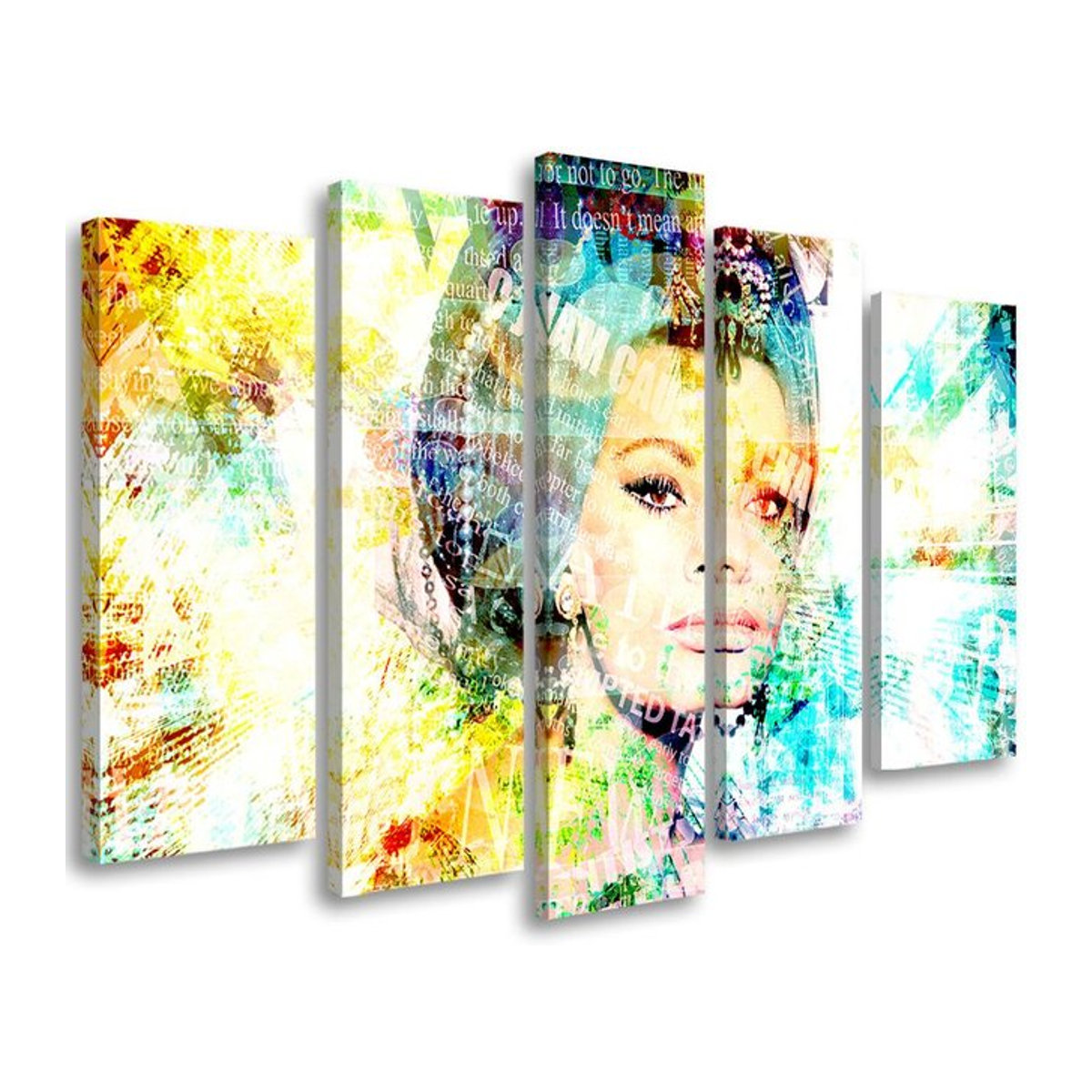 Fünfteiliger Leinwanddruck von Sophia Loren von Feeby, Multicolor, B: 100 cm, H: 70 cm - Bild 1