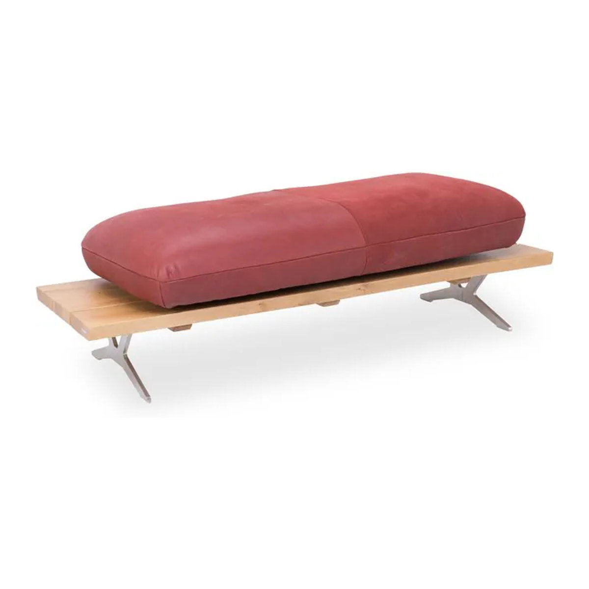 Funktionshocker KOINOR MARILYN Drehstuhl aus rotem Echtleder mit Buche und Nickel matt - Bild 1