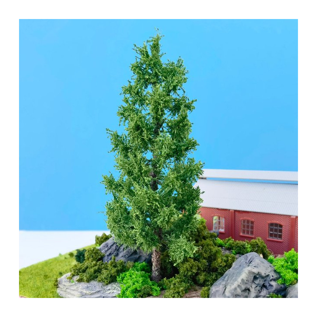 FunTrying Miniatur-Kiefer-Modellbaum aus Draht für Tischlayout und DIY, Herbst-Design in Dunkelgrün und Beige - Bild 1