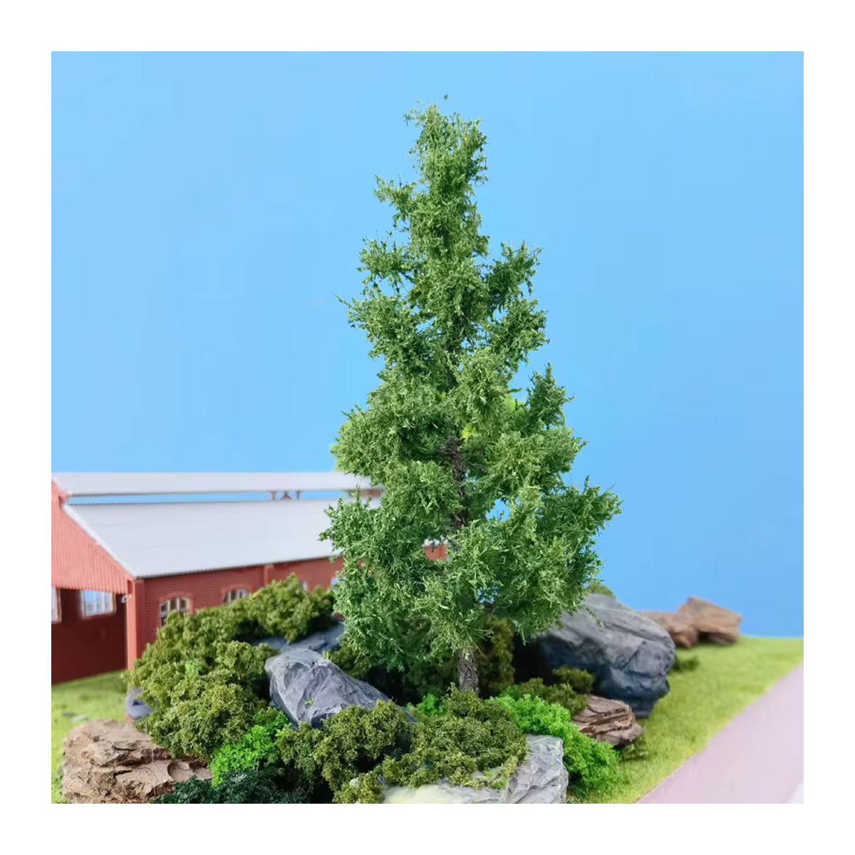 FunTrying Miniatur-Kiefer-Modellbaum aus Draht für Tischlayout und DIY, Herbst-Design in Dunkelgrün und Beige - Bild 2