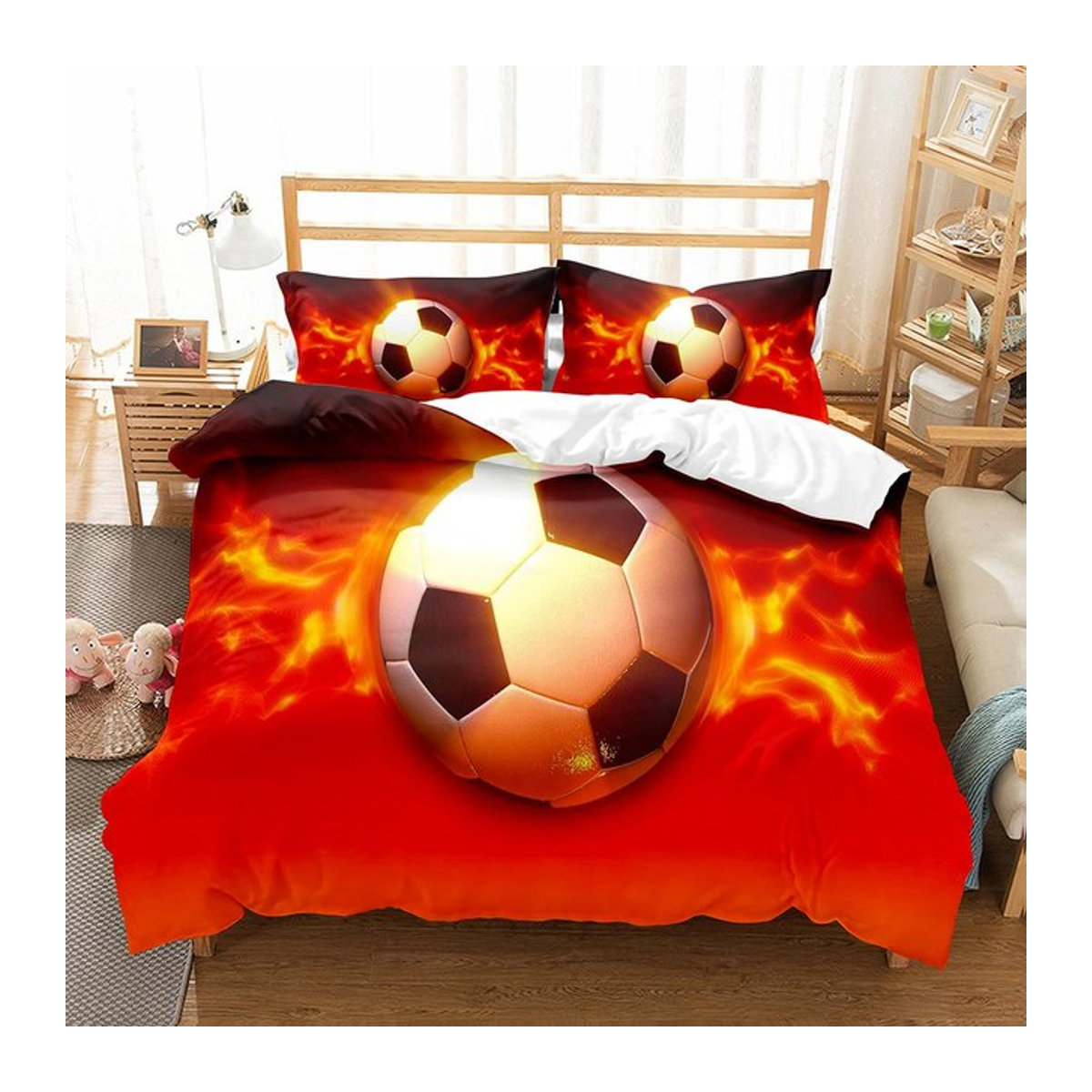 Fußball Bettwäsche Set mit Kissenbezug und Reißverschluss für Kinder und Jugendliche, Multicolor, B/H: 140 x 210 cm - Bild 1