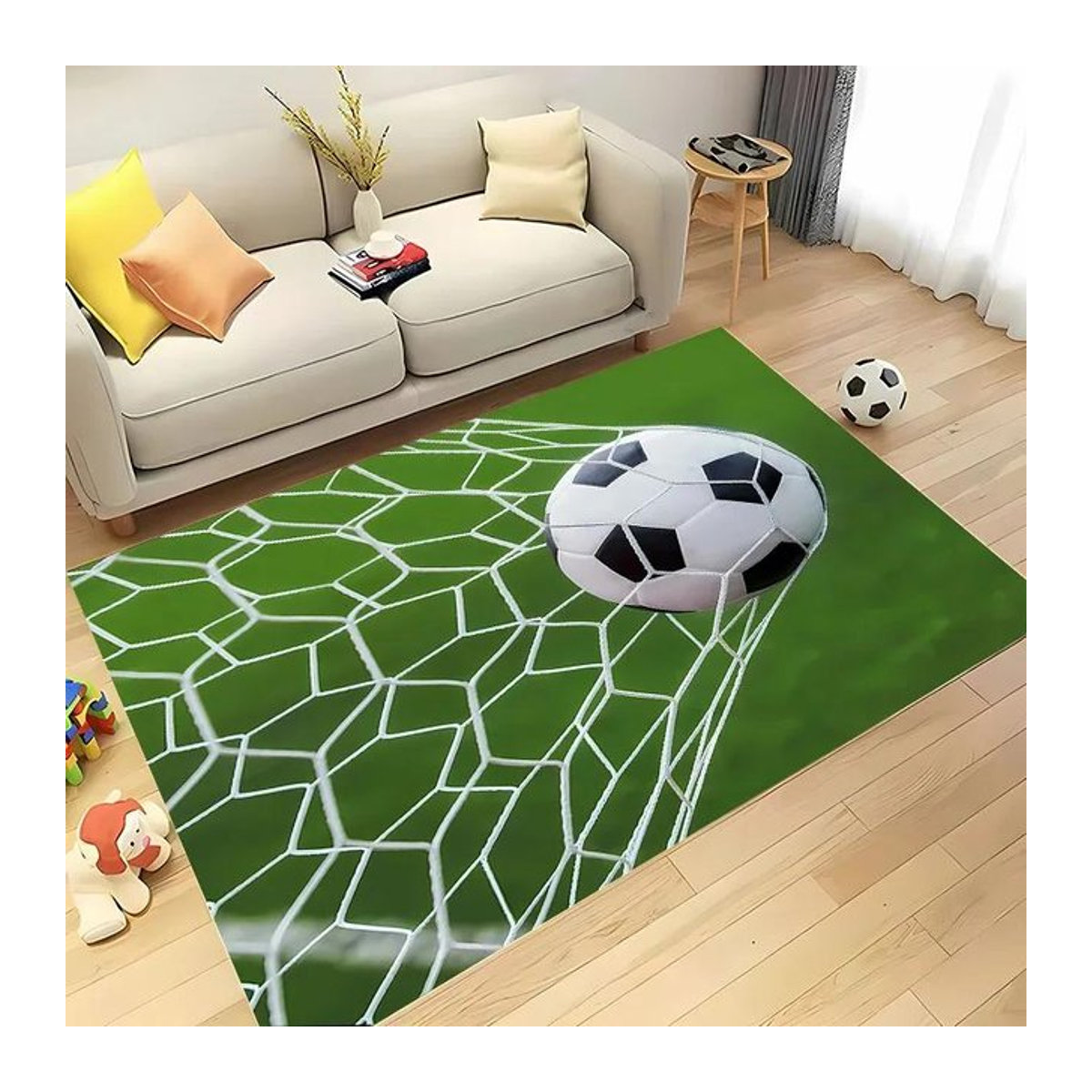 Fußball Teppich mit Cartoon-Motiv für das Kinderzimmer, Bodenmatte für Wohnzimmer und Flur, Breite: 60 cm, Tiefe: 40 cm - Bild 1
