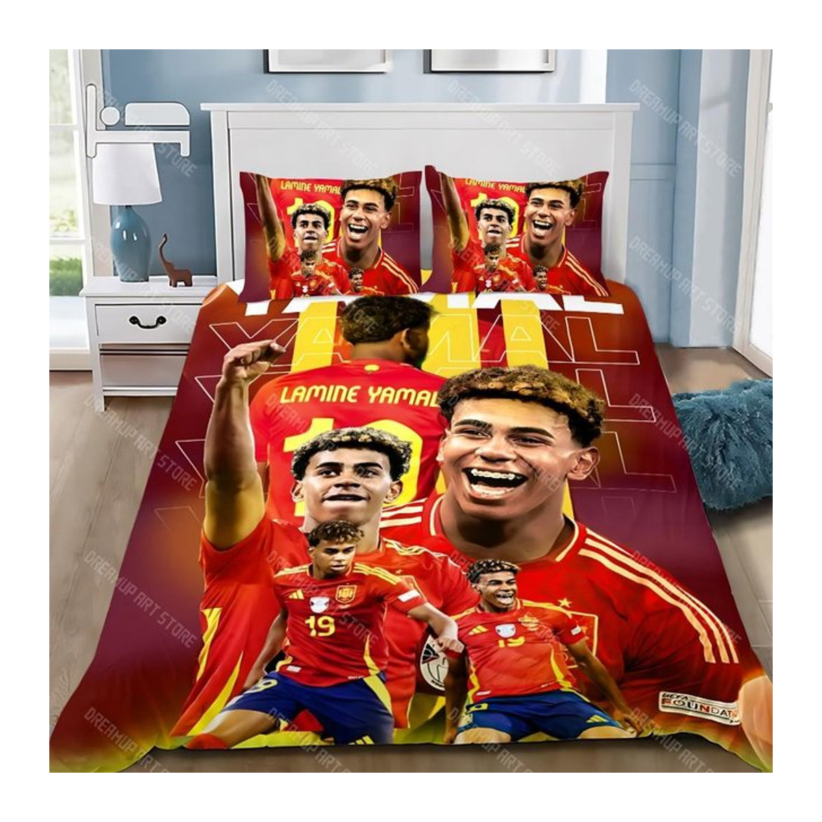 Fußballstars Bettwäscheset mit Bettbezug und Kissenbezug für Kinder und Erwachsene, Größe AU King, B: 245 cm x H: 210 cm - Bild 1